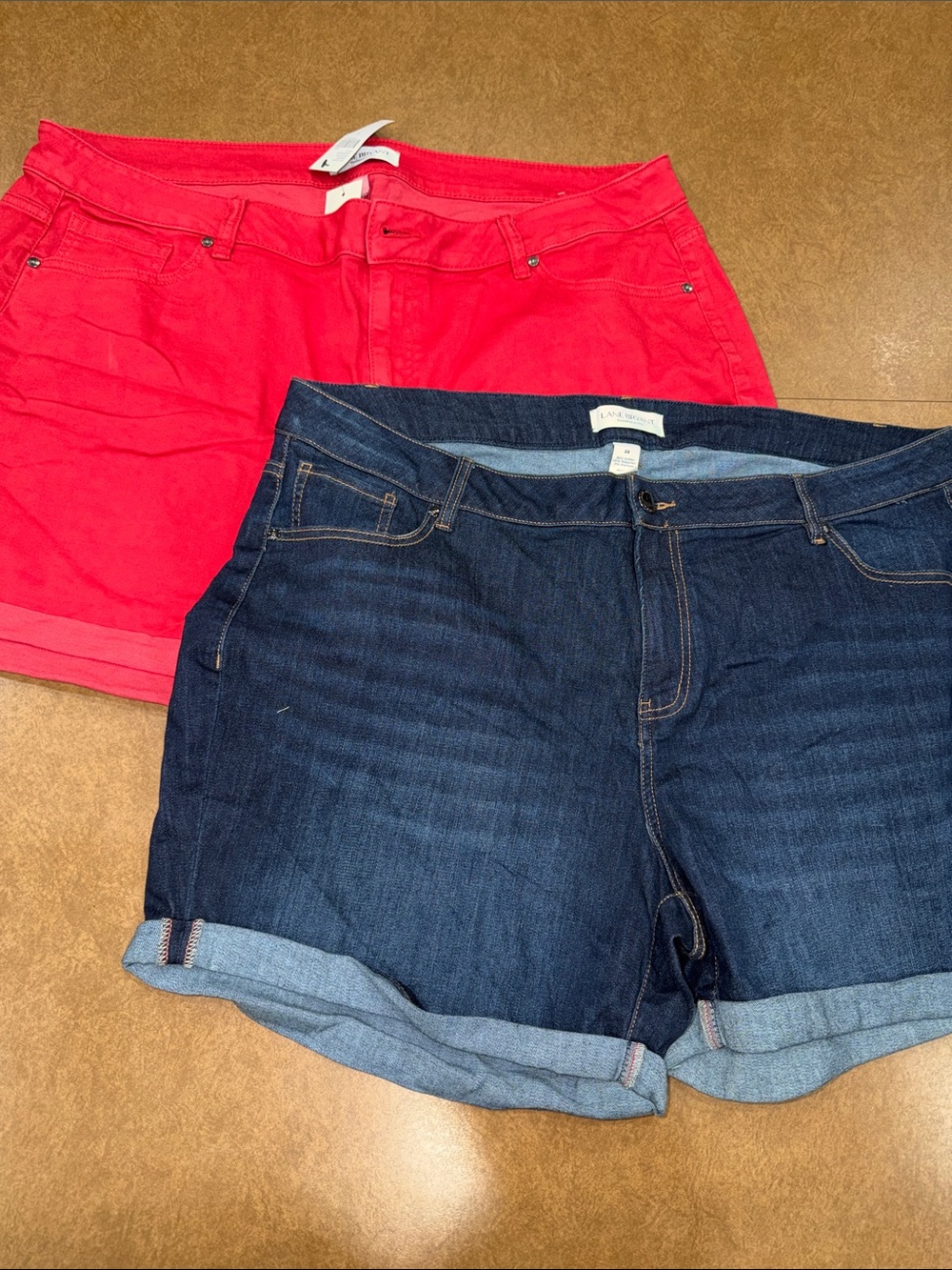 NWT Lane Bryant Red and Dark Blue Denim Shorts • Lot of 2 • Size 22